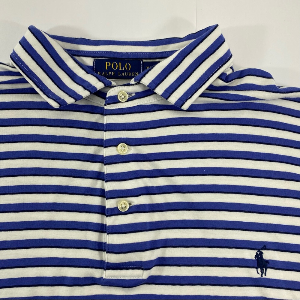 POLO Ralph Lauren Navy & White Striped Polo Shirt Men’s Size XLT